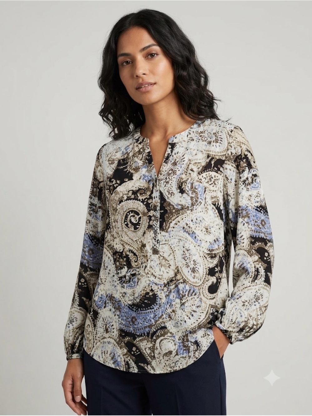 Soyaconcept Paisley-Print Long Sleeve Blouse